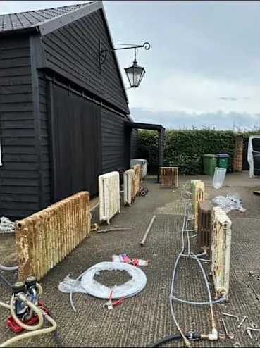 Radiators off the wall for cleaning